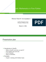 Sympy: Symbolic Mathematics in Pure Python: Sympy Development Team University of Nevada, Reno