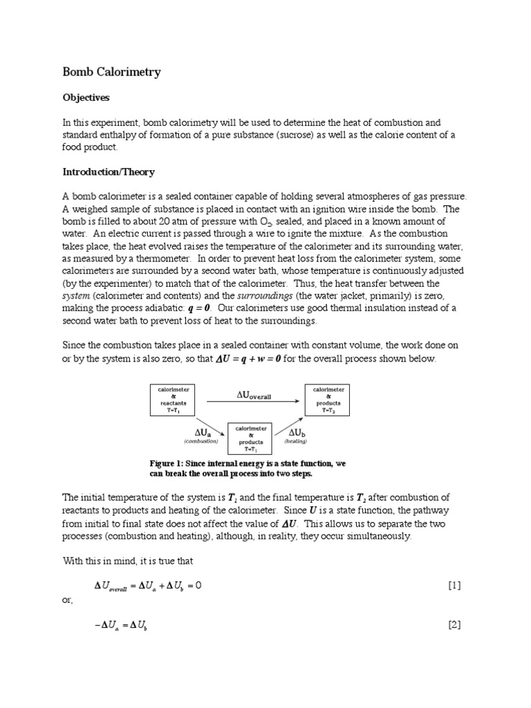 Bomb Calorimetry Reference 1 PDF Applied And Interdisciplinary
