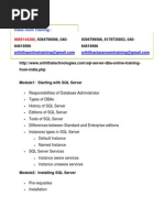 SQL SERVER DBA Class Room Training