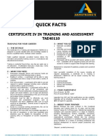 Quick Facts: Certificate Iv in Training and Assessment TAE40110