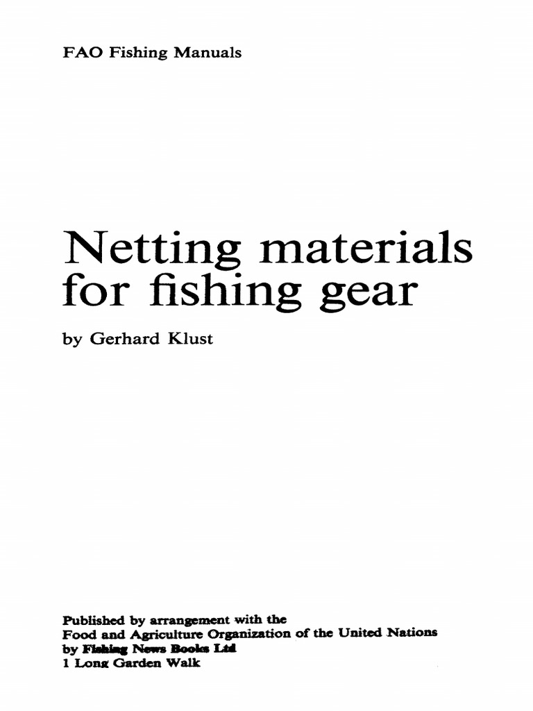 Netting Materials For Fishing Gear Klust PDF Yarn Fibers