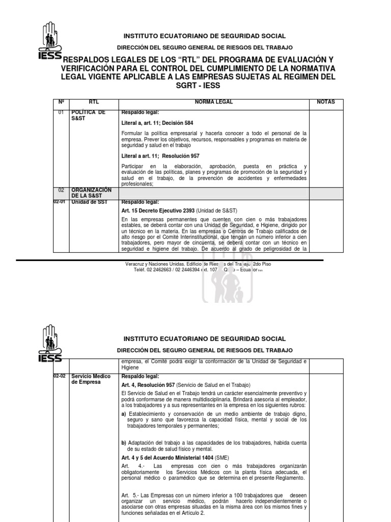 Normativa de Seguridad y Salud Laboral en Ecuador | PDF | Derecho ...