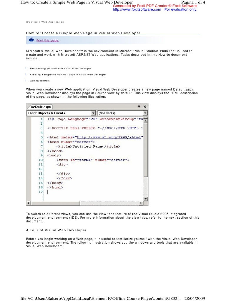 Web Page in Visual Web Developer | PDF | Websites | Html