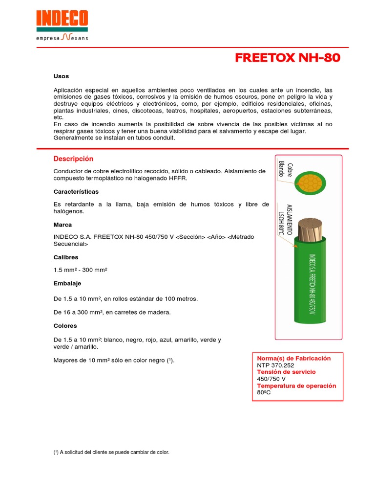 Ficha Tecnica Cable Nh80