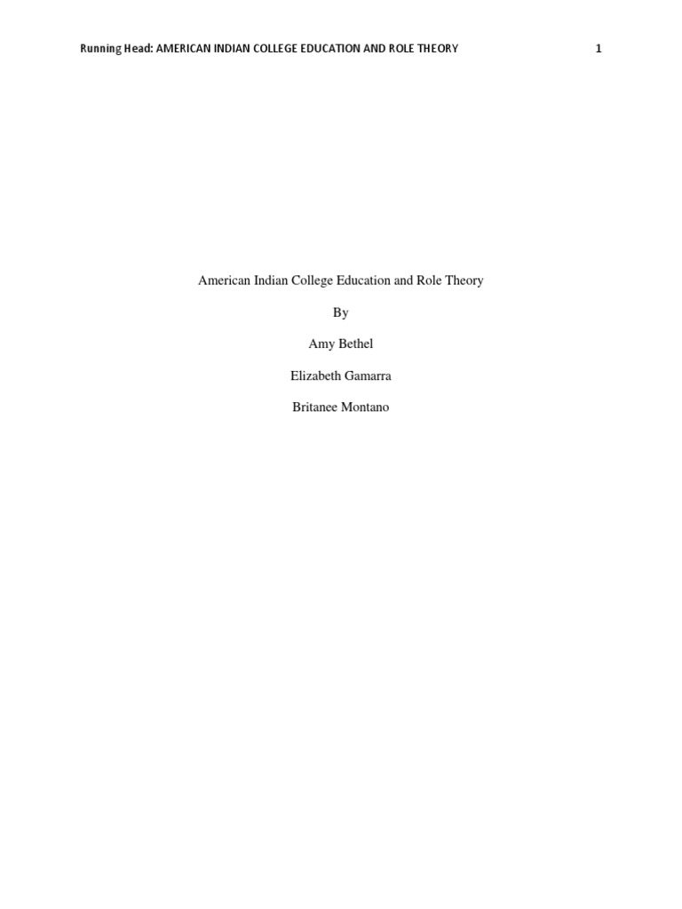 American Indian Education and Role Theory | PDF | Native Americans In ...