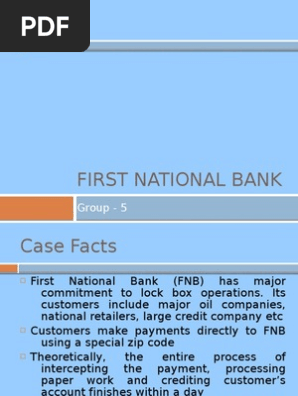 First National Bank Sampling Statistics Mean
