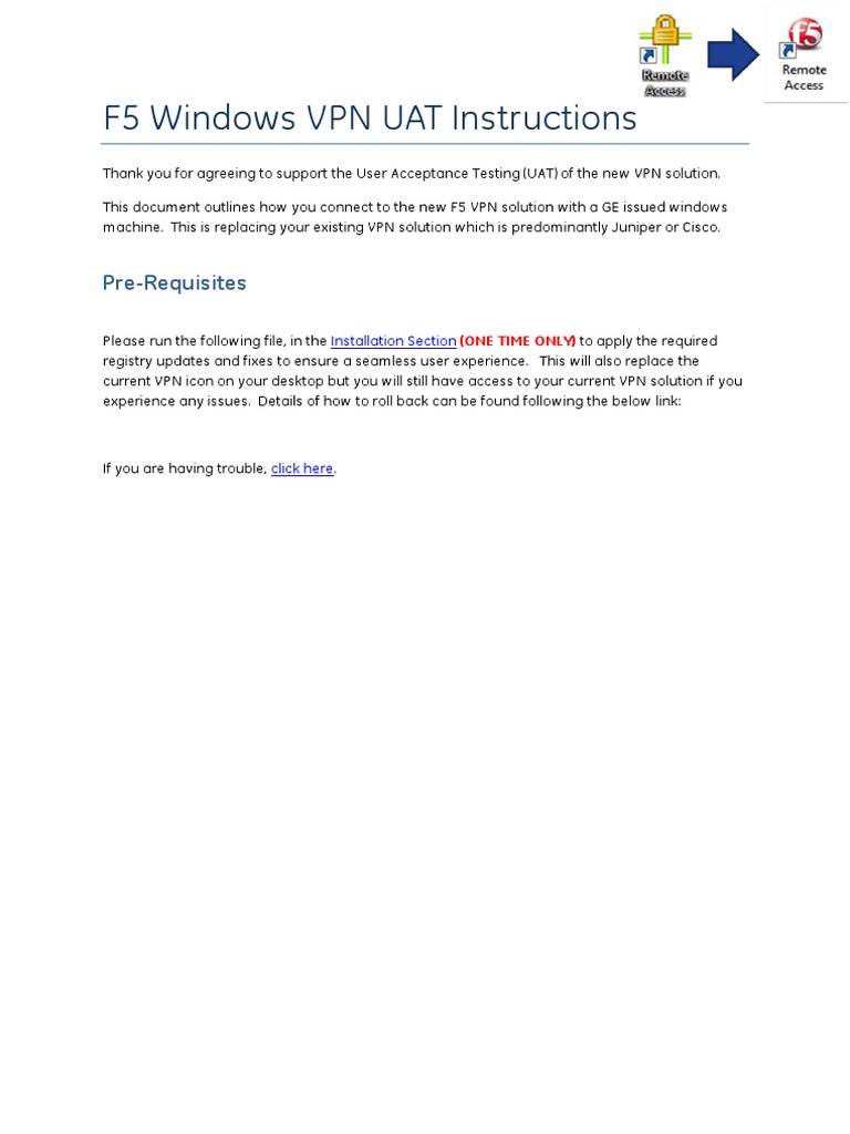 F5 VPN Setup Guide for Windows UAT | PDF | Google Chrome | Web Browser