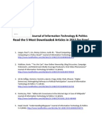 Read The 5 Most Downloaded Articles in 2011 For Free!: Journal of Information Technology & Politics