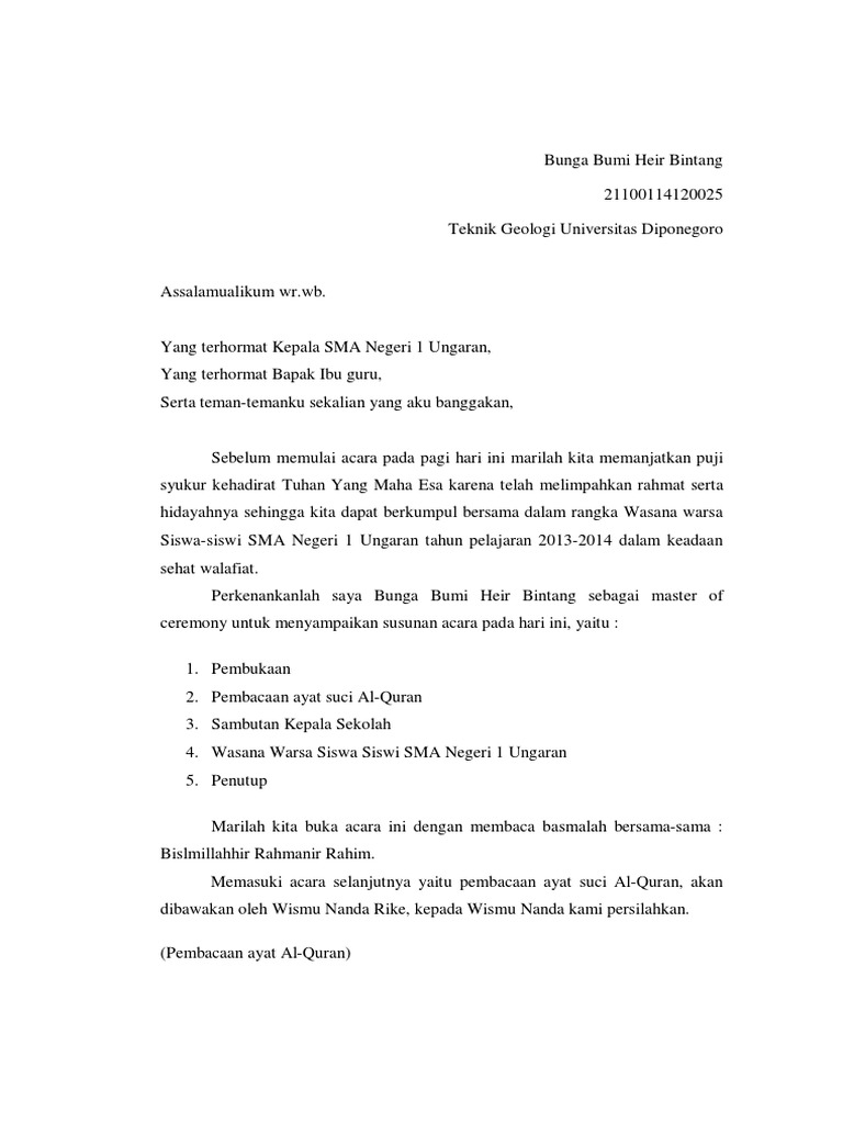 Contoh Teks Sebagai MC | PDF