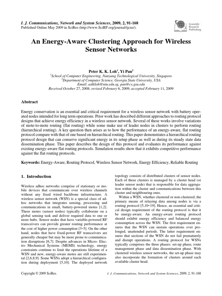 Energy-Aware Clustering in WSNs | PDF | Routing | Wireless Sensor Network