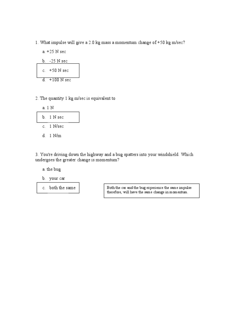 Momentum Test Review Answers PDF Momentum Collision