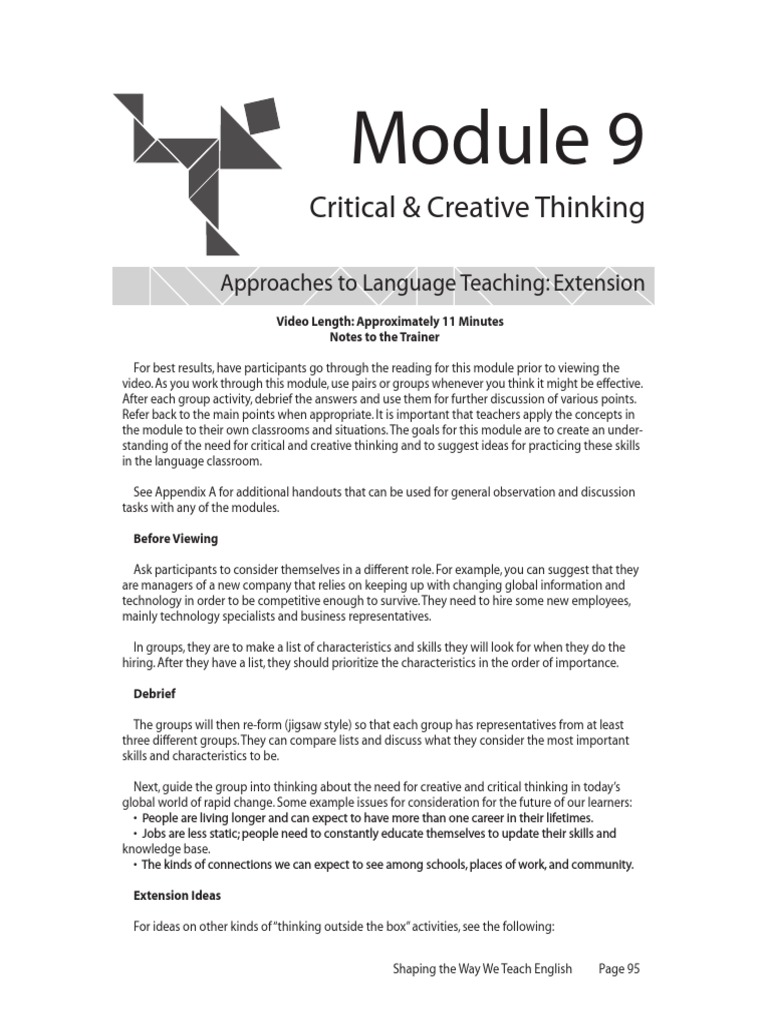 Critical and Creative Thinking in ESL | PDF | Inquiry Based Learning ...