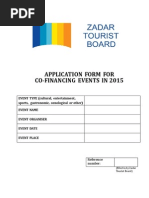 Zadar Tourist Board Application Form 2015