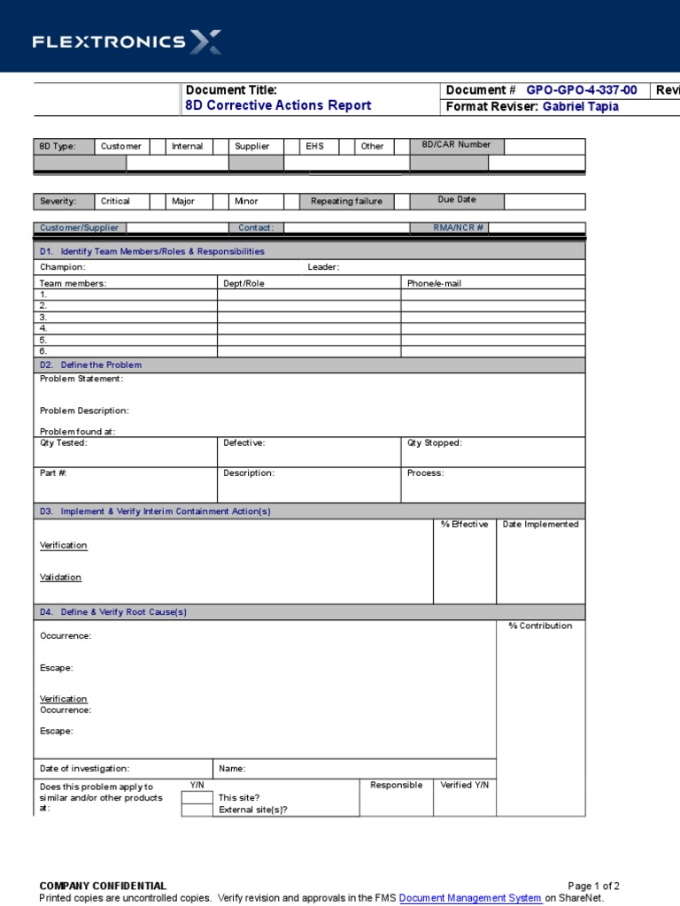 8D Corrective Actions Report | PDF | Computing | Business