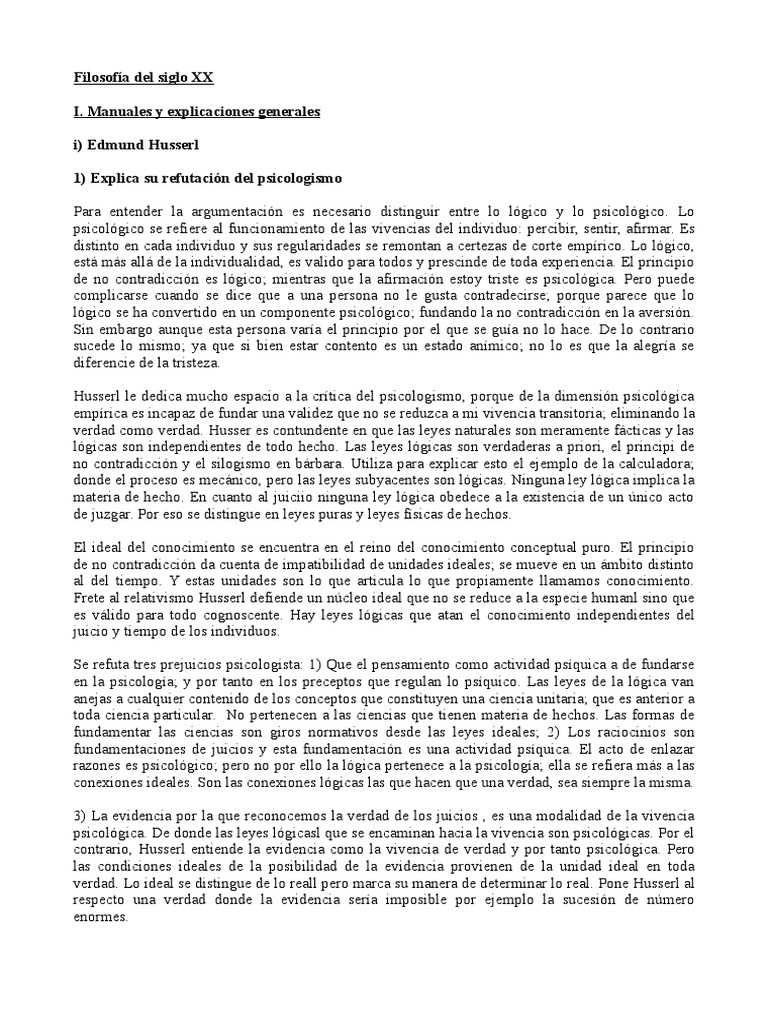 Filosofía del siglo XX resumen Esencia Edmund