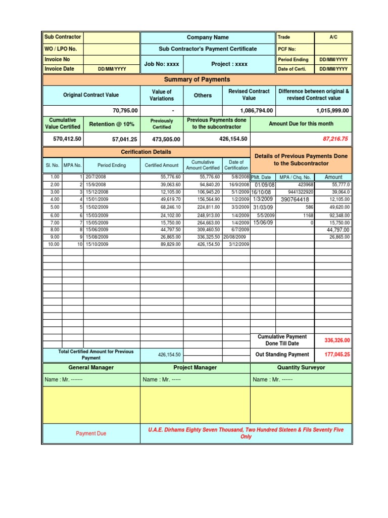 Payment Certificate Format  PDF  Business Pertaining To Certificate Of Payment Template