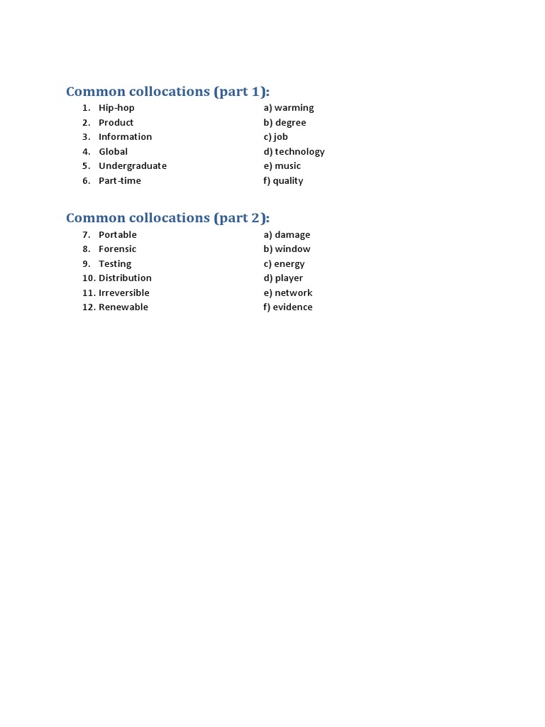 Common Collocations Explained | PDF | Science & Mathematics ...