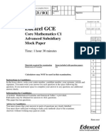 Edexcel GCE: Core Mathematics C1 Advanced Subsidiary Mock Paper