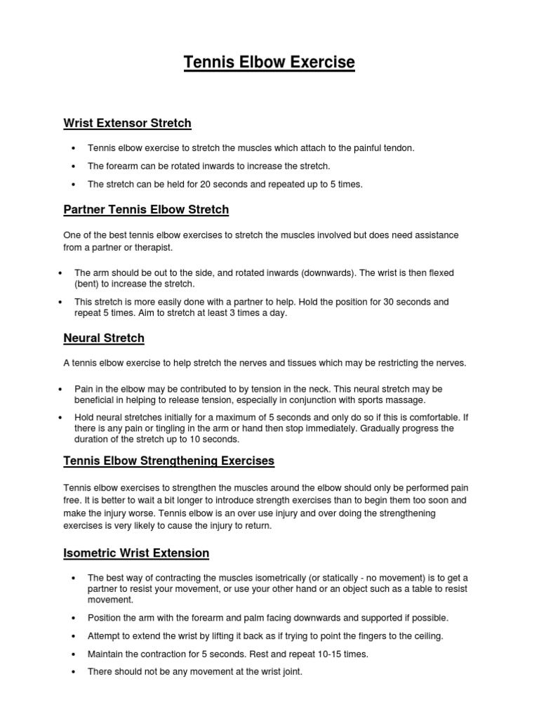 Tennis Elbow Exercise PDF Elbow Anatomical Terms Of Motion