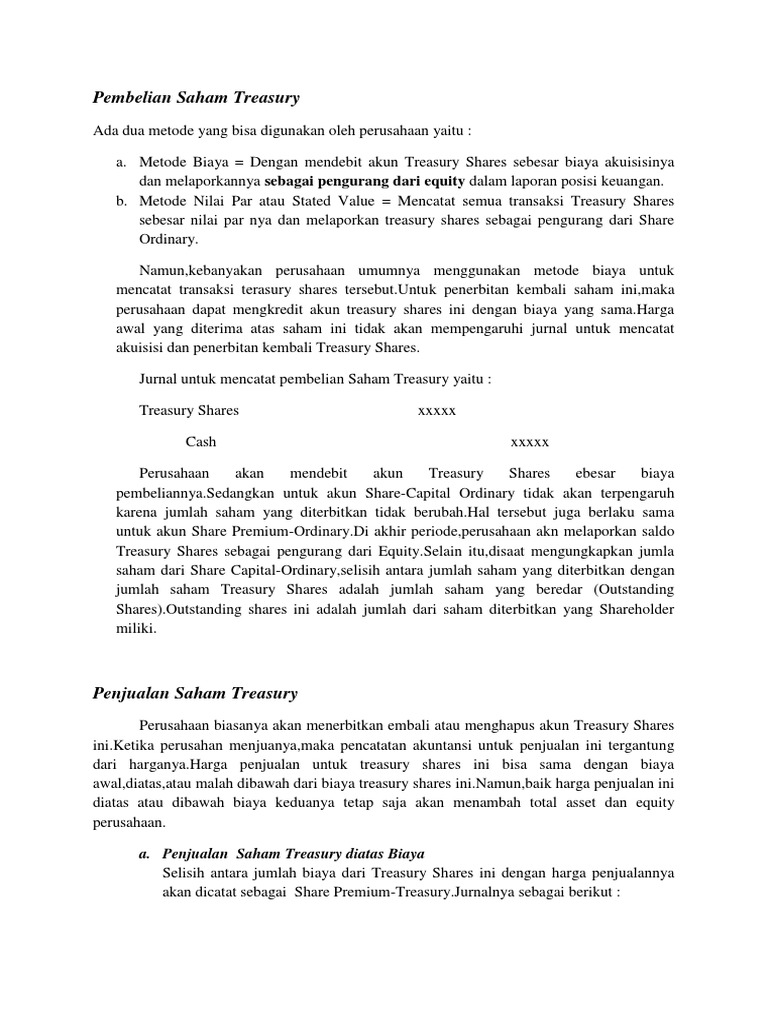 Pembelian Saham Treasury Chapter 15