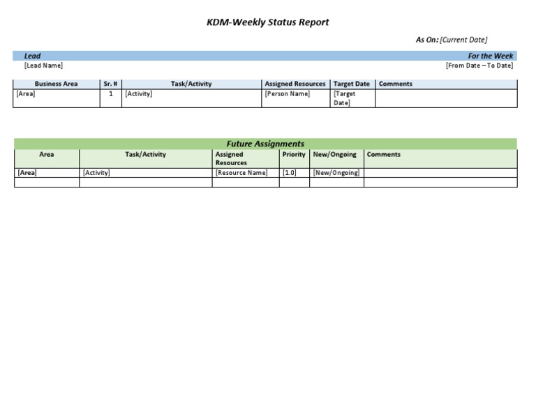 KDM - Weekly Status Report - TL | PDF | Career & Growth