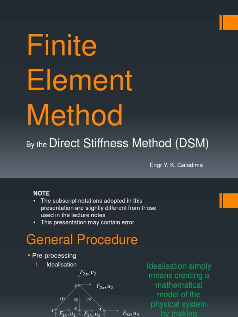 Finite Element Method The Direct Stiffness Method Pdf Cartesian