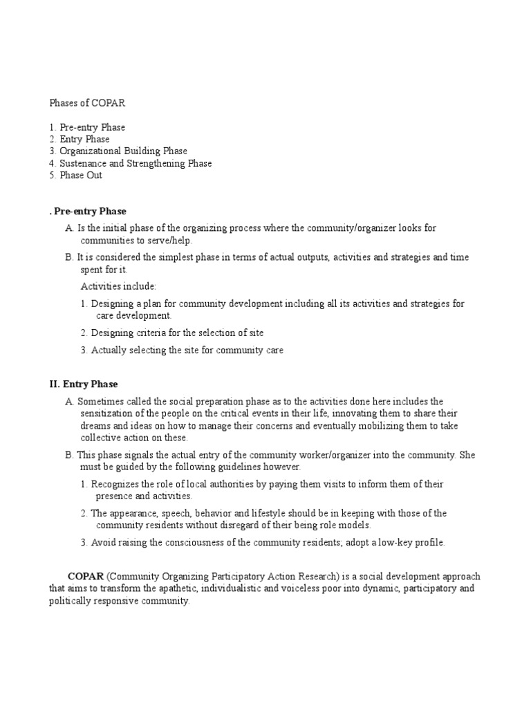 Phases of COPAR 1. Pre-Entry Phase 2. | PDF | Volleyball