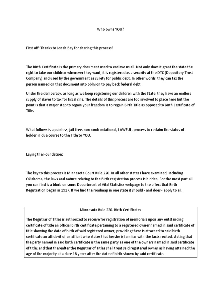 Authenticating The Birth Certificate PDF Security Interest Birth