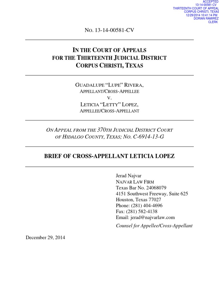 Leticia Lopez s Opening Brief 13th Court of Appeals PDF Standard