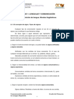 Bloque i. Tema 2. Definicion de Lengua. Niveles Linguisticos