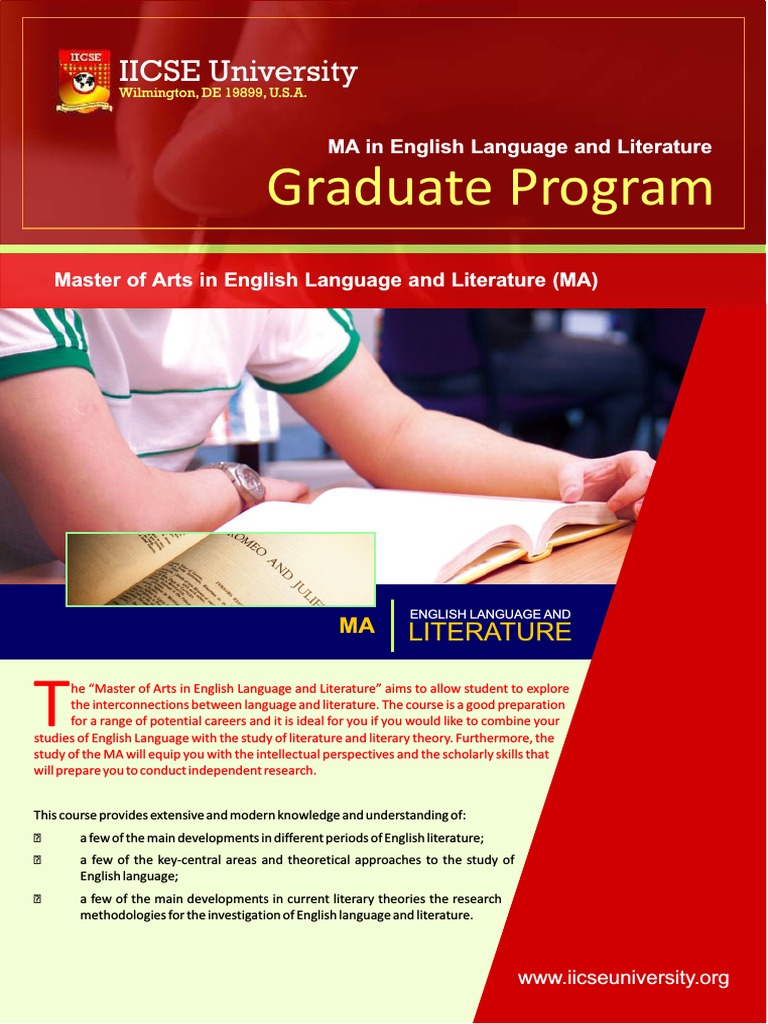 MA in English Language and Literature | PDF | Master Of Arts | Thesis