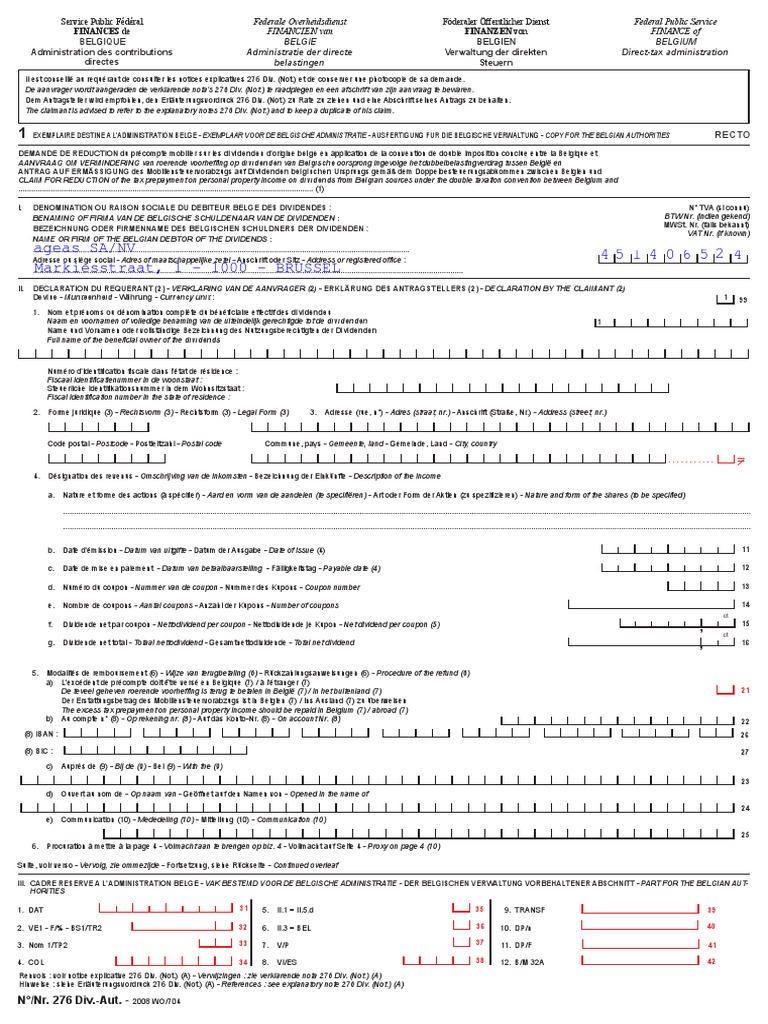 Form 276 Div Aut | PDF