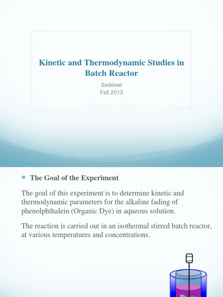 Kinetic Studies in Batch Reactor | PDF | Chemical Reactor | Chemical ...