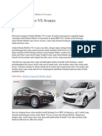 HONDA MOBILIO VS AVANZA