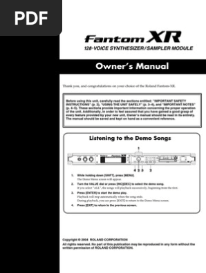 Roland Fantom Xr Manual Synthesizer Electromagnetic Interference
