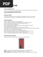 Levels in Digital Audio