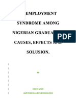 Unemployment Syndrome Among Nigerian Graduates