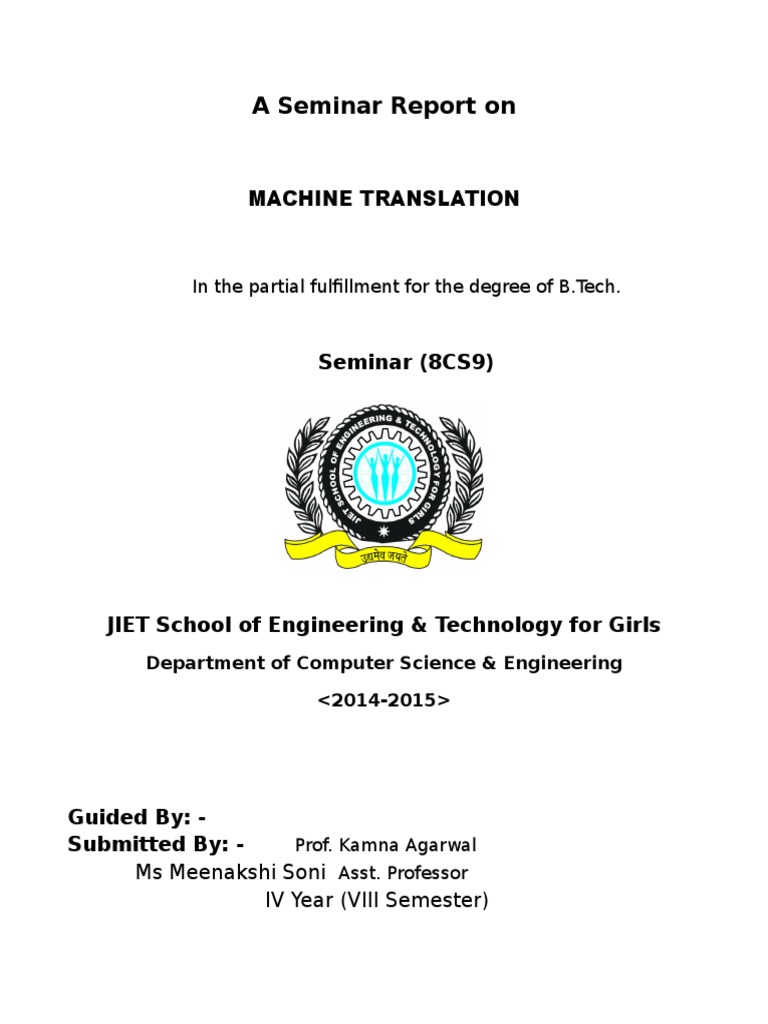 Seminar Report on Machine Learning | PDF | Statistical Classification ...