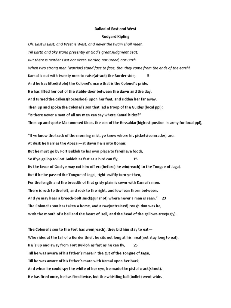 Ballad of East and West PDF Rudyard Kipling