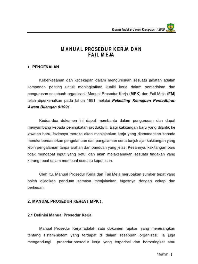 Manual Prosedur Kerja Dan Fail Meja