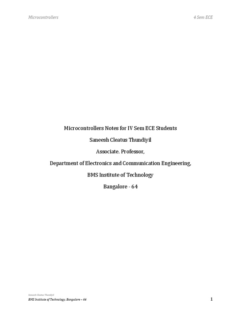 Microcontroller Notes for ECE Students | PDF | Instruction Set ...