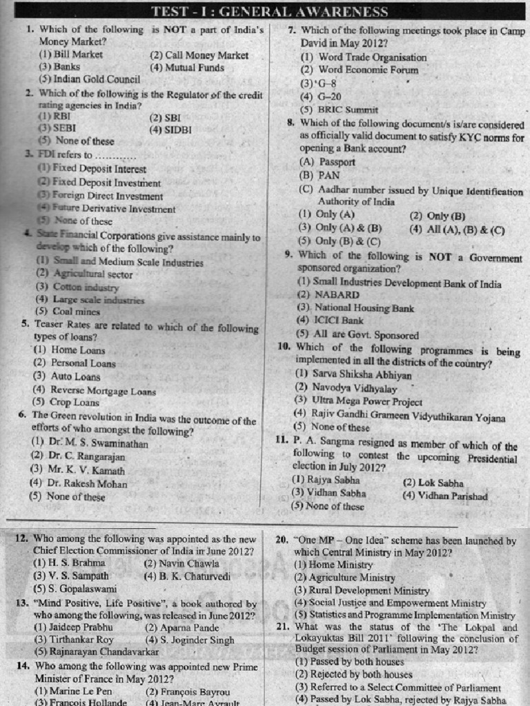 Fully Solved Model Question Paper 3 for IBPS Clerical Test