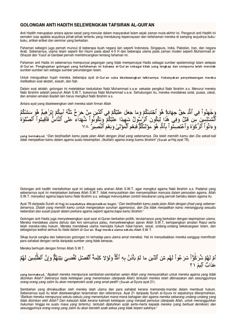 Golongan Anti Hadith Pdf