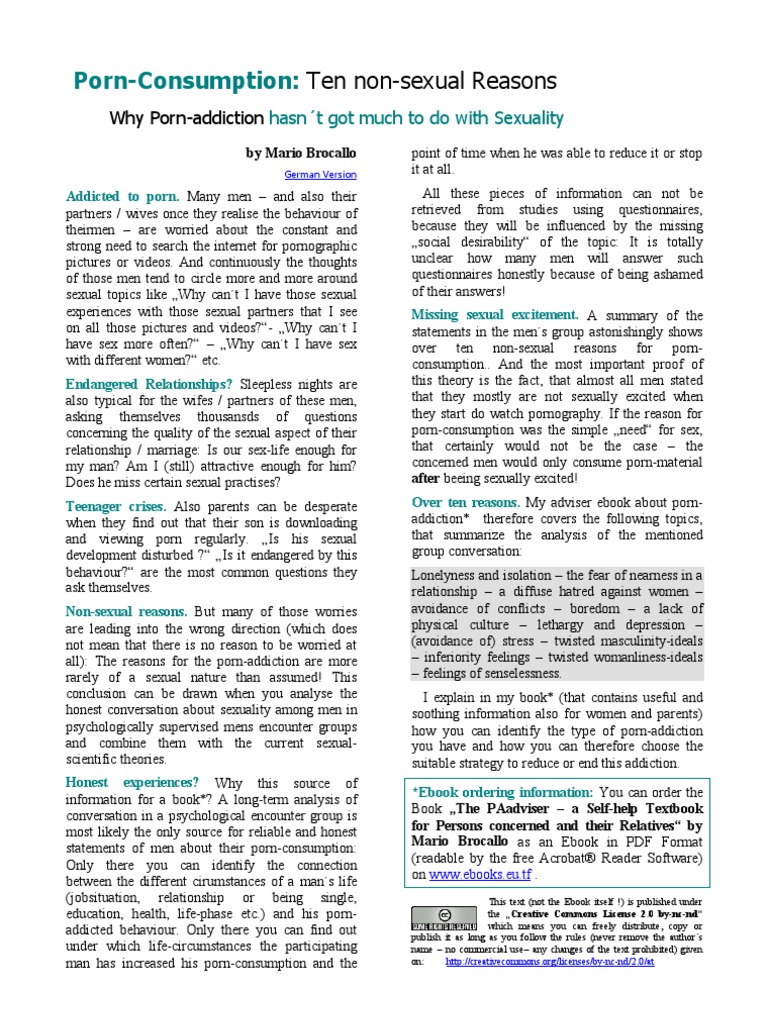 Porn Addiction - The Non Sexual Reasons - Pornography Addiction | PDF ...