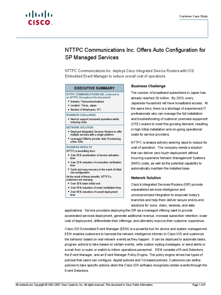 Cisco Embedded Event Manager Case Study Download Free PDF Cisco