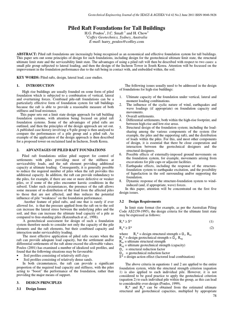 Design of Piled Raft Foundations For Tall Buildings | PDF | Deep ...