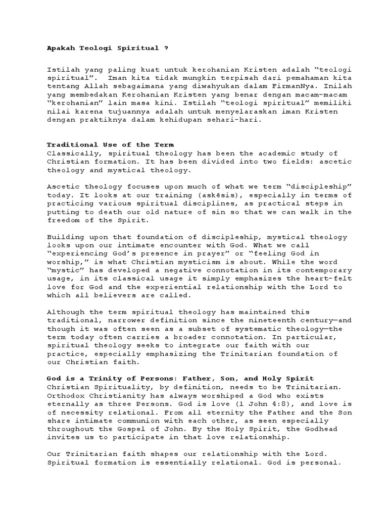 Teologi Spiritualitas Pdf Trinity Spirituality