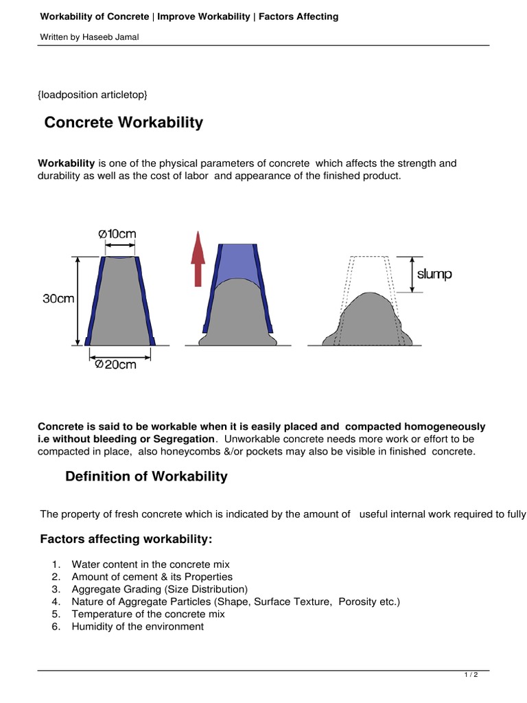 Workability of Concrete | PDF | Composite Material | Concrete