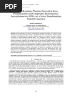 On Pseudorandom Number Generation from Programmable and Computable Biomolecules