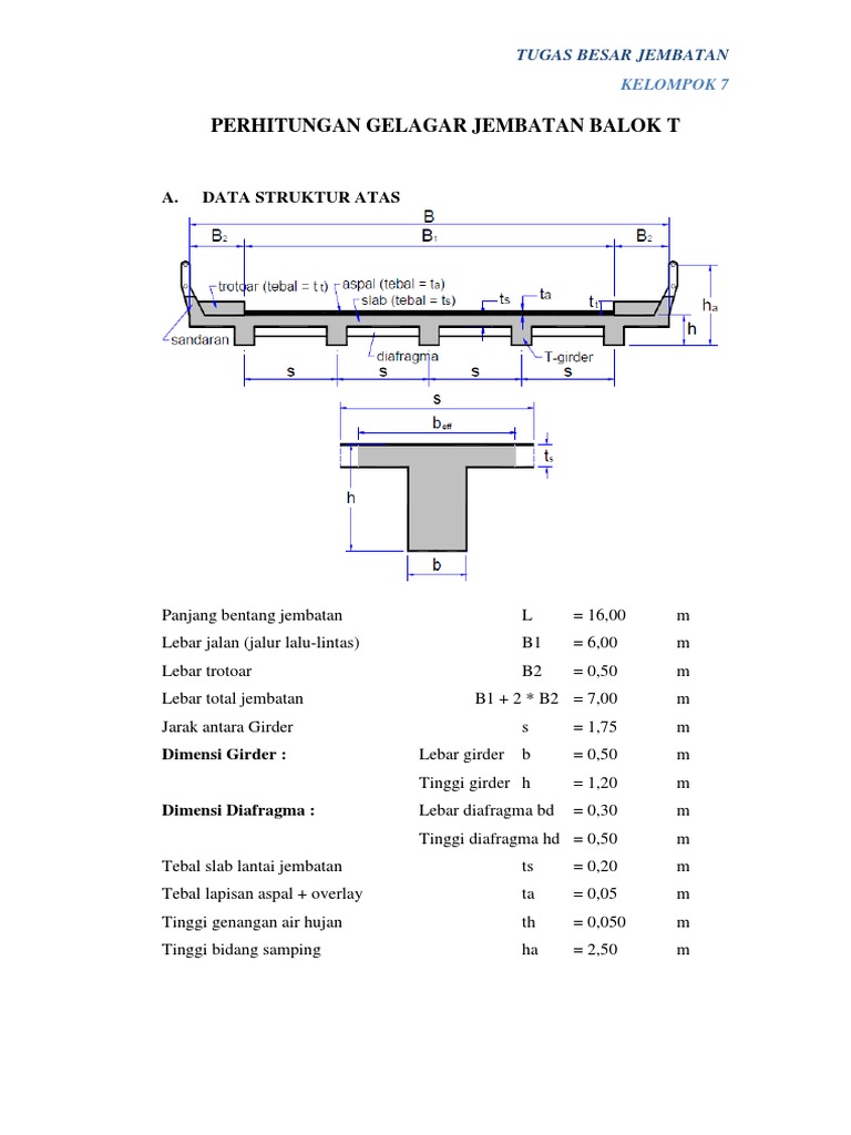  Perhitungan  Gelagar Jembatan  Balok t